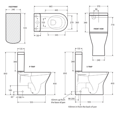 RAK Resort Back-to-Wall Toilet Suite, Gloss White with Bottom Inlet