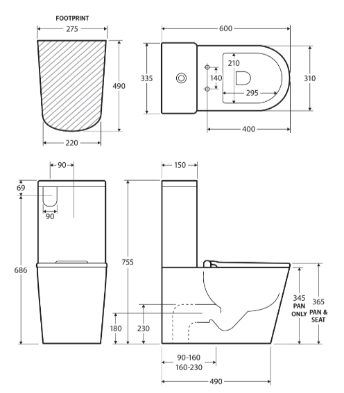 Isabella Junior Tornado Flush Back-to-Wall Toilet Suite