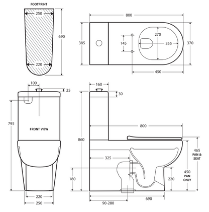 Stella Care Back-to-Wall Toilet Suite, Gloss White