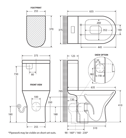 Chica Close-Coupled Toilet Suite, Gloss White with Slim Seat