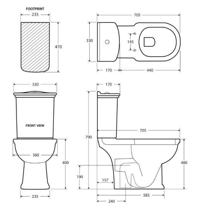 RAK Washington White Close-Coupled Toilet Suite, Alpine White