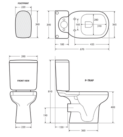 RAK Liwa White Close-Coupled Toilet Suite, Alpine White