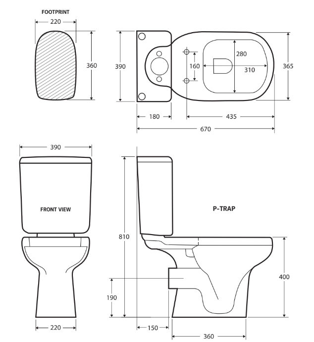 RAK Liwa Ivory Close-Coupled Toilet Suite, Ivory