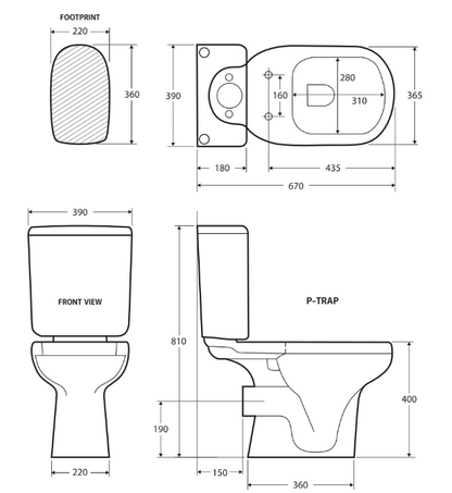 RAK Liwa Ivory Close-Coupled Toilet Suite, Ivory