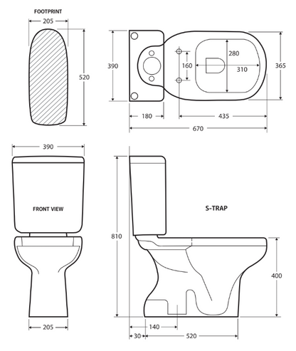 RAK Liwa Ivory Close-Coupled Toilet Suite, Ivory