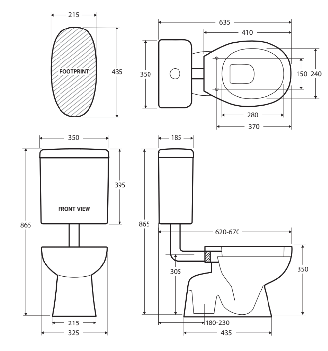 Stella Junior Adjustable Link Toilet Suite, Gloss White