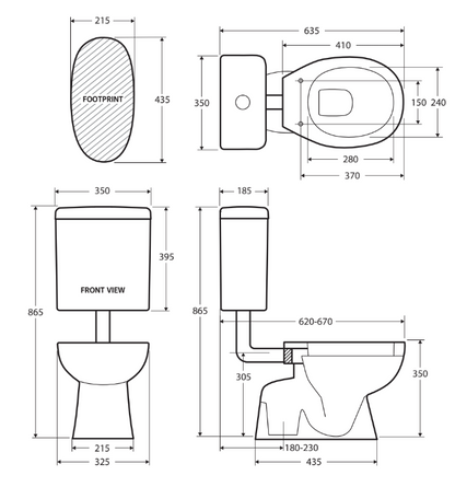 Stella Junior Adjustable Link Toilet Suite, Gloss White