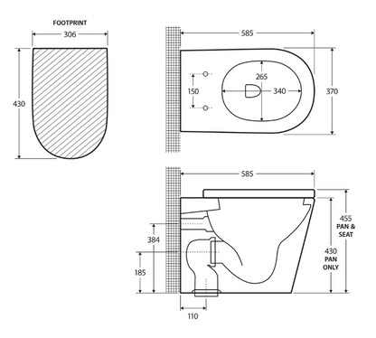 Aluca Tornado Flush Wall-Faced Toilet Suite, Gloss White