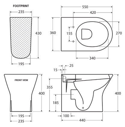 RAK Resort Wall-Faced Toilet Suite, Gloss White