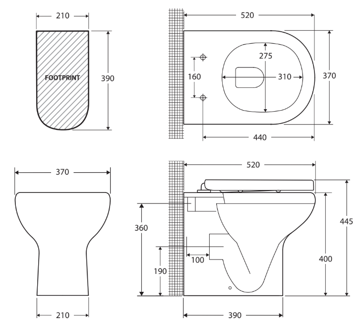 RAK Compact Wall-Faced Toilet Suite, Gloss White