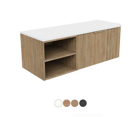 Margot 1200 Single Bowl Wall Hung Cabinet, Left Shelf