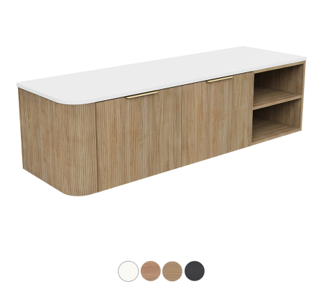 Margot 1500 Double Bowl Wall Hung Cabinet, Right Shelf