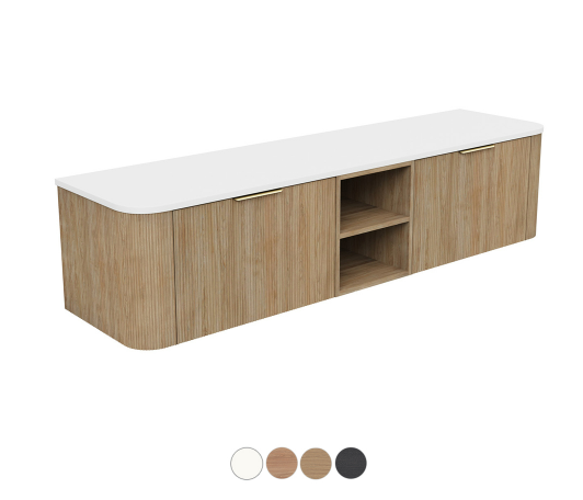 Margot 1800 Single Right Bowl Wall Hung Cabinet, Centre Shelf