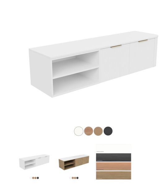 Margot 1500-1800mm Single Bowl Wall Hung Cabinet, Custom Width Left Shelf