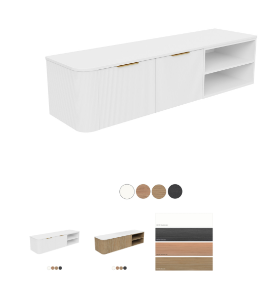 Margot 1500-1800mm Single Bowl Wall Hung Cabinet, Custom Width Right Shelf