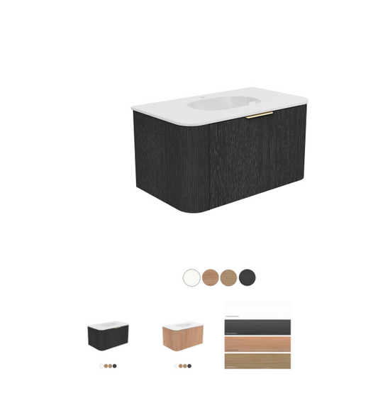 Margot 750 Wall Hung, Double Curve Cabinet, Lola Gloss Basin Top