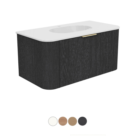 Margot 900 Wall Hung, Double Curve Cabinet, Lola Gloss Basin Top