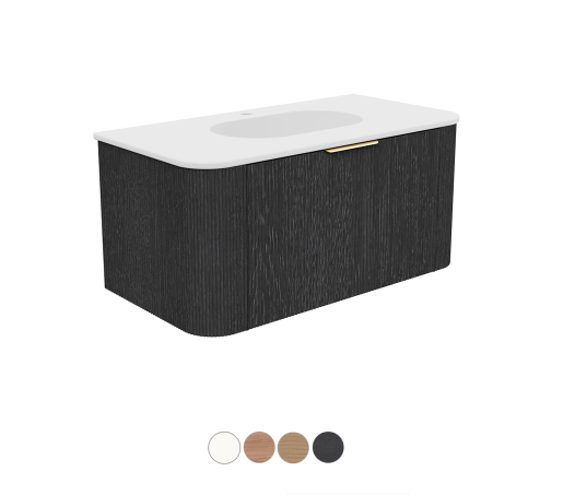 Margot 900 Wall Hung, Double Curve Cabinet, Lola Matte Basin Top