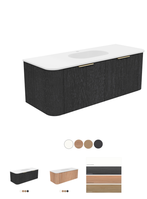 Margot 1200 Single Bowl Wall Hung, Double Curve Cabinet, Lola Matte Basin Top