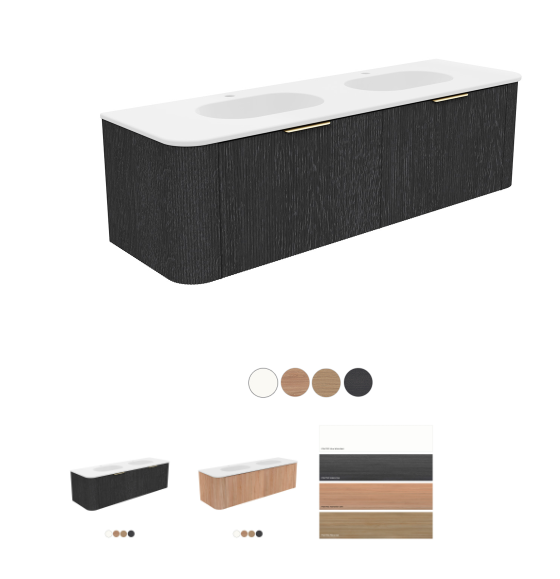 Margot 1500 Full Depth Wall Hung, Double Curve Cabinet, Lola Matte Basin Top