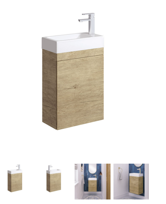 Edge 450 Ensuite Wall-Hung Vanity with Overflow, Scandi Oak