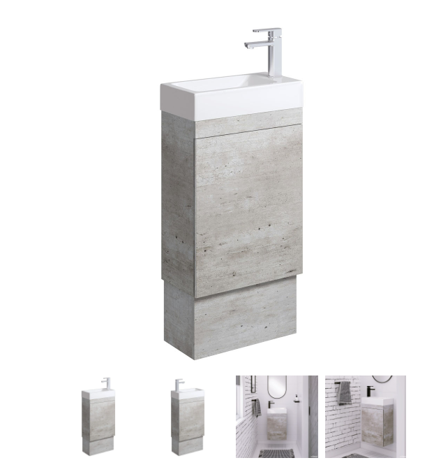 Edge 450 Ensuite Vanity on Kickboard, No Overflow, Industrial