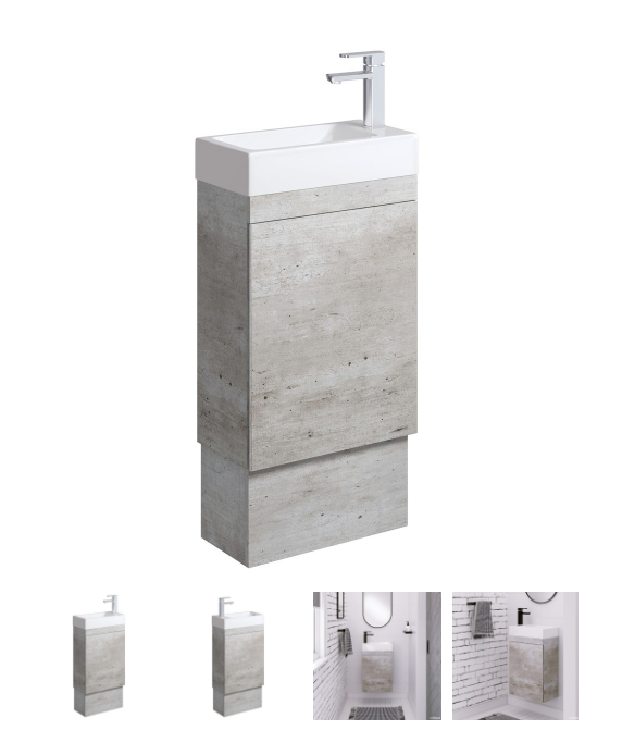 Edge 450 Ensuite Vanity on Kickboard with Overflow, Industrial