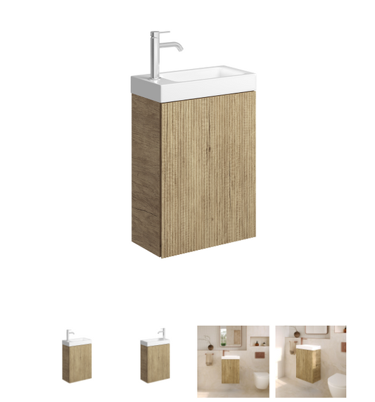 Denzel Minka 450 Wall-Hung Vanity, No Overflow, Scandi Oak