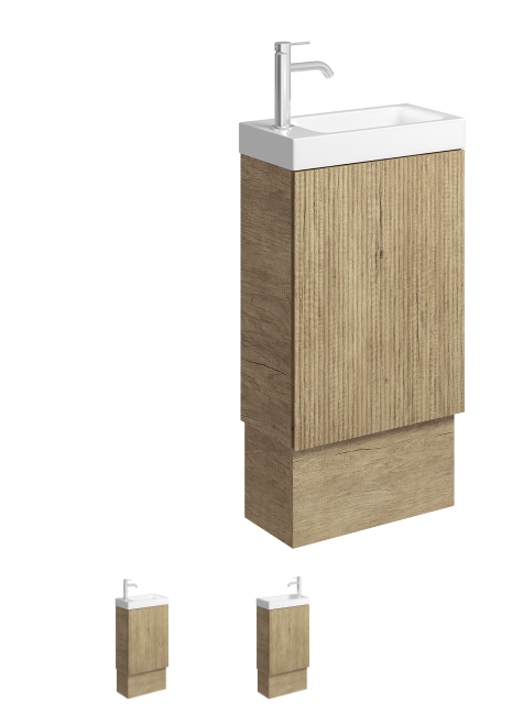 Denzel Minka 450 Vanity on Kickboard, No Overflow, Scandi Oak