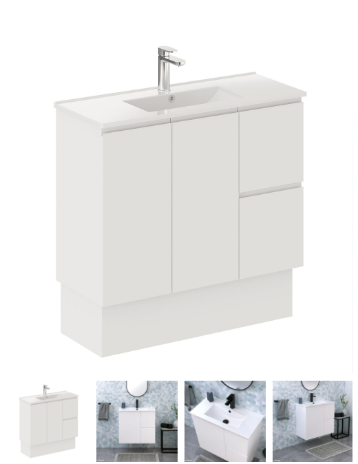 Siska Slim 900 Vanity on Kickboard, Right Drawers