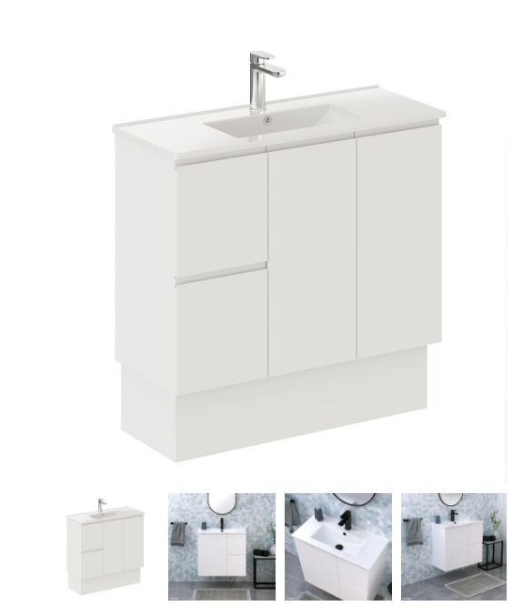 Siska Slim 900 Vanity on Kickboard, Left Drawers