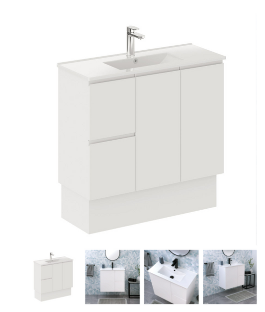 Siska Slim 900 Vanity on Kickboard, Left Drawers