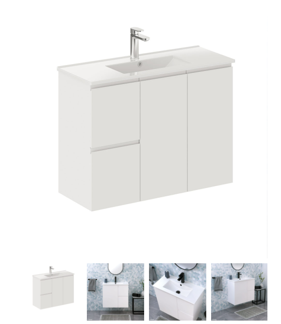 Siska Slim 900 Wall-Hung Vanity, Left Drawers