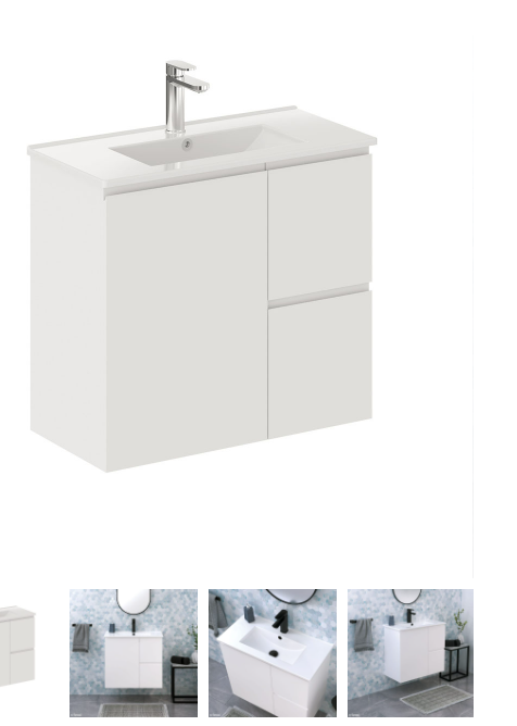 Siska Slim 750 Wall-Hung Vanity, Right Drawers