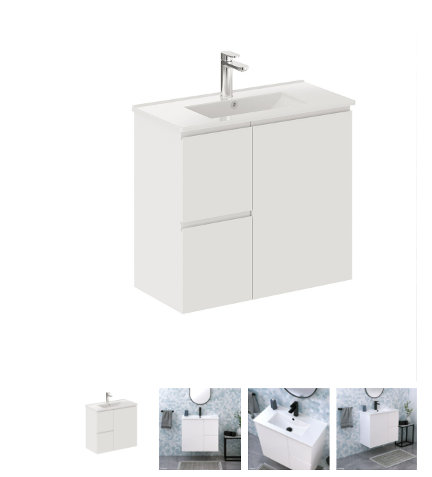 Siska Slim 750 Wall-Hung Vanity, Left Drawers