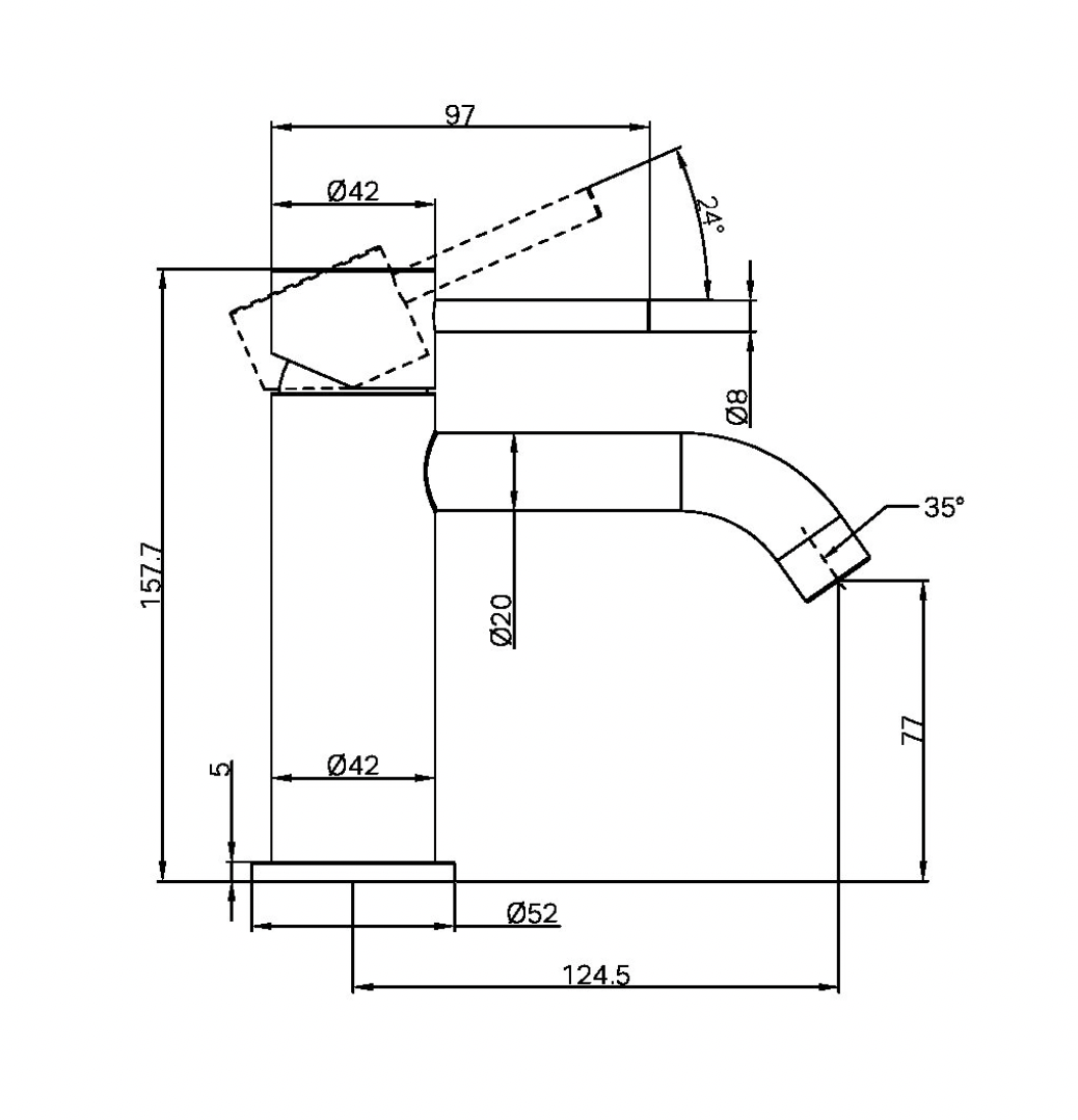 ZEN SS316L BASIN MIXER GRAPHITE (NR162201GR)