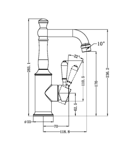 YORK BASIN MIXER WITH WHITE PORCELAIN LEVER CHROME (NR69210101CH)