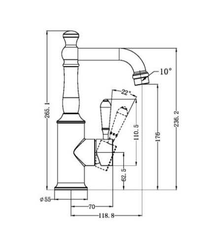 YORK BASIN MIXER WITH WHITE PORCELAIN LEVER CHROME (NR69210101CH)