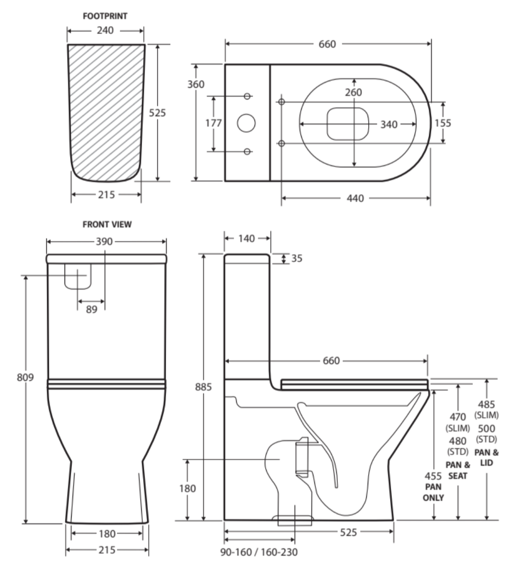 Tono Tornado Flush Back-to-Wall Toilet Suite, Gloss White with Slim Seat