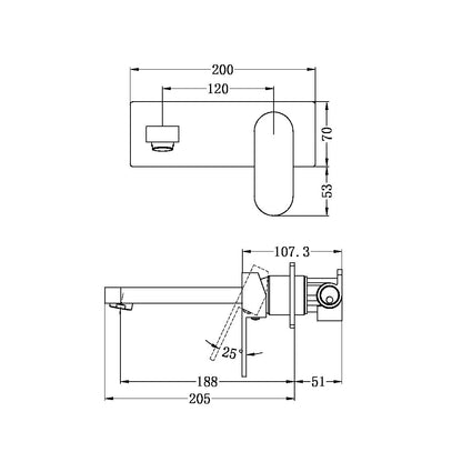 Ecco Wall Basin/Bath Mixer