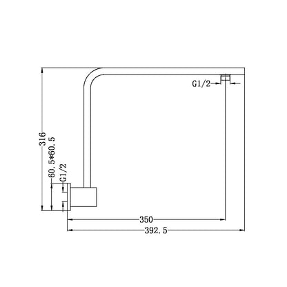 Square Swivel Shower Arm | 350mm