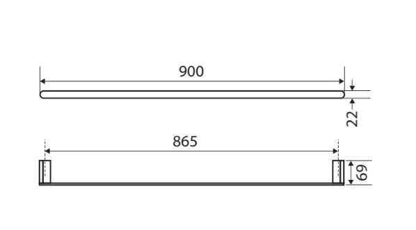 Lincoln Single Towel Rail, 900 mm