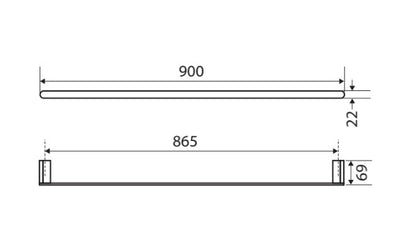 Lincoln Single Towel Rail, 900 mm