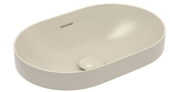 Aluca Pill Ceramic Semi-Inset Basin, Khaki