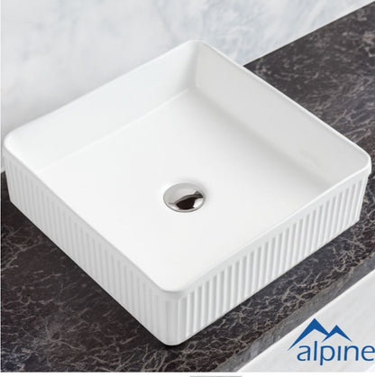 Square Fluted Vessel White