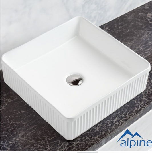 Square Fluted Vessel White