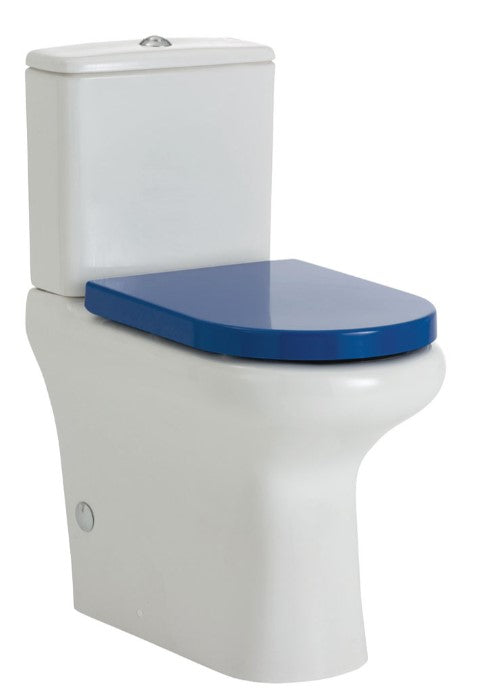 RAK Compact Back-to-Wall Toilet Suite, Gloss White with Blue Seat