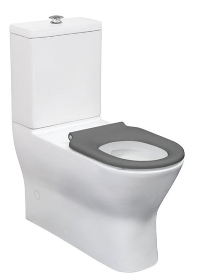 Delta Care Back-to-Wall Toilet Suite, Gloss White with Grey Seat