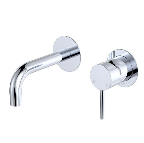 Kaya Basin/Bath Wall Mixer Set, Round Plates, 130mm Outlet