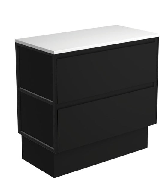 Amato Satin Black 900 Cabinet on Kickboard, Matte Black Frames